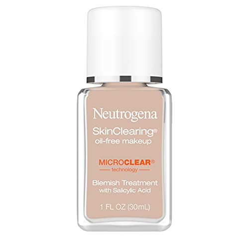 Neutrogena SkinClearing Oil-Free Acne and Blemish Fighting Liquid Foundation with .5% Salicylic Acid Acne Medicine, Shine Controlling Makeup for Acne Prone Skin, 20 Natural Ivory, 1 fl. oz