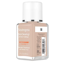 Load image into Gallery viewer, Neutrogena SkinClearing Oil-Free Acne and Blemish Fighting Liquid Foundation with .5% Salicylic Acid Acne Medicine, Shine Controlling Makeup for Acne Prone Skin, 20 Natural Ivory, 1 fl. oz
