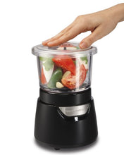 Load image into Gallery viewer, Hamilton Beach Stack and Press Glass Bowl Food and Vegetable Chopper, 3 Cup, Black and Silver (72860),

