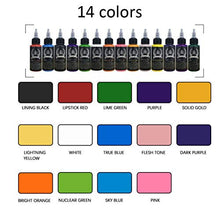 Load image into Gallery viewer, 14 Colors Tattoo Ink, Semi-permanent Makeup Ink, Professional Tattoo Makeup Ink Tattoo Pigment Body Art Inks Permanent Makeup Pigment Color 30ml/Bottle
