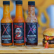 Load image into Gallery viewer, World&#39;s Hottest Xtreme Trio Hot Sauce Bundle - Elijah&#39;s Xtreme Gift Set includes the 3 hottest peppers in 3 sauces - Carolina Reaper, Ghost Pepper, and Trinidad Scorpion
