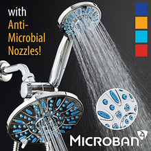 Load image into Gallery viewer, Antimicrobial/Anti-Clog High-Pressure 30-setting Rainfall Shower Combo by AquaDance with Microban Nozzle Protection from Growth of Mold Mildew &amp; Bacteria for Stronger Shower! Wave Blue
